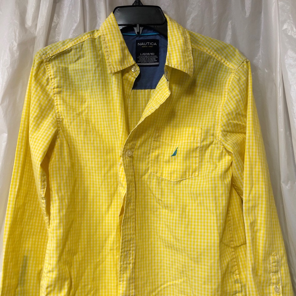 Nautica Yellow Checkered Shirt youth XL